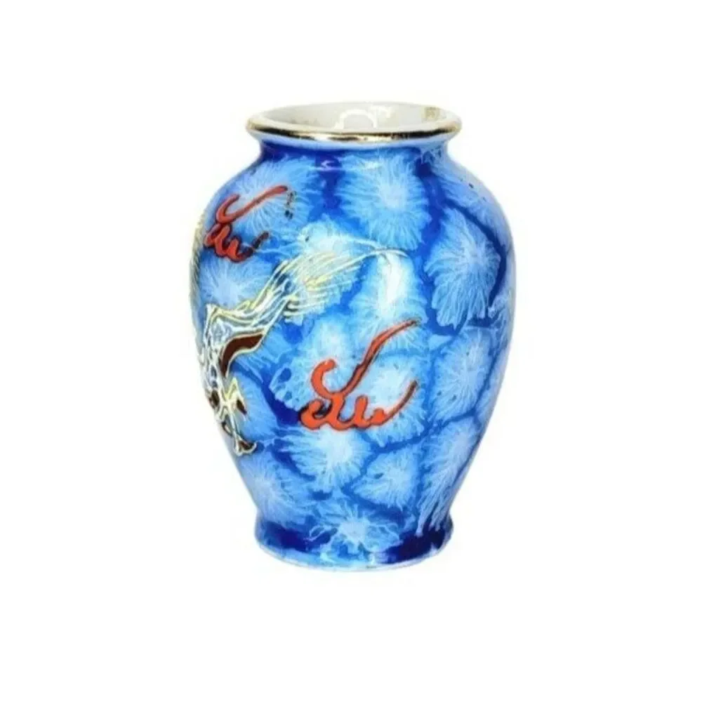 Vintage 1940s Hand Painted Miniature Porcelain Moriage Japanese Dragon Vase